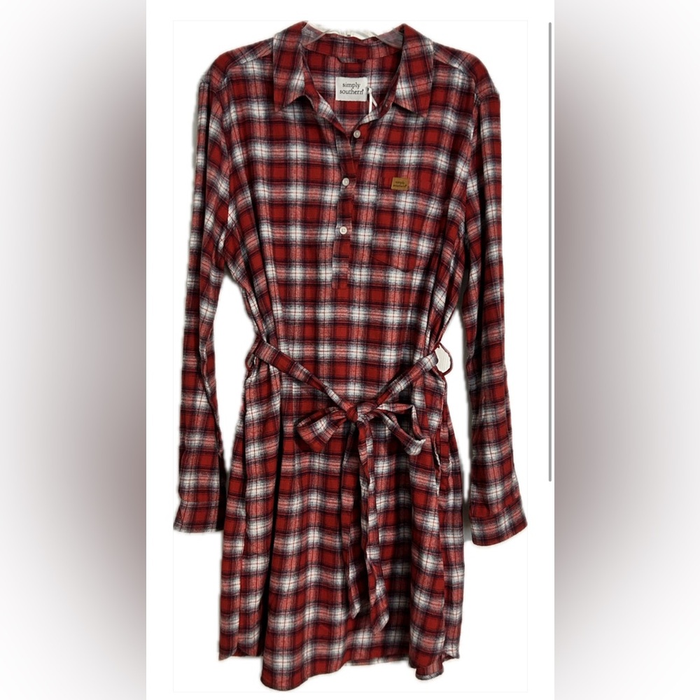 NWT Red Plaid Simply Southern Tunic Dress